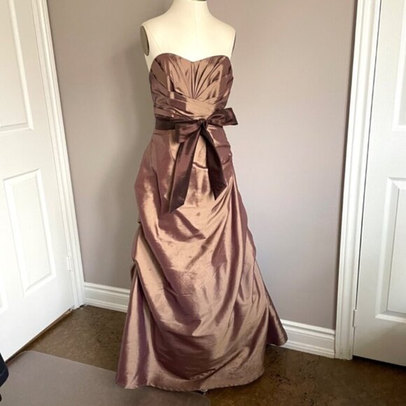 Vintage Y2K Bronzey Brown / Purple Iridescent Strapless Prom Dress - Picture 2 of 11